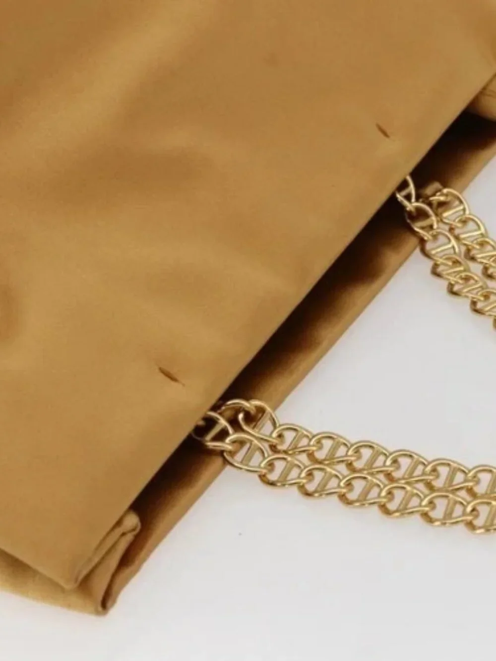 PRADA Chain Hand Bag Satin Gold Auth 170010 - Picture 6 of 16